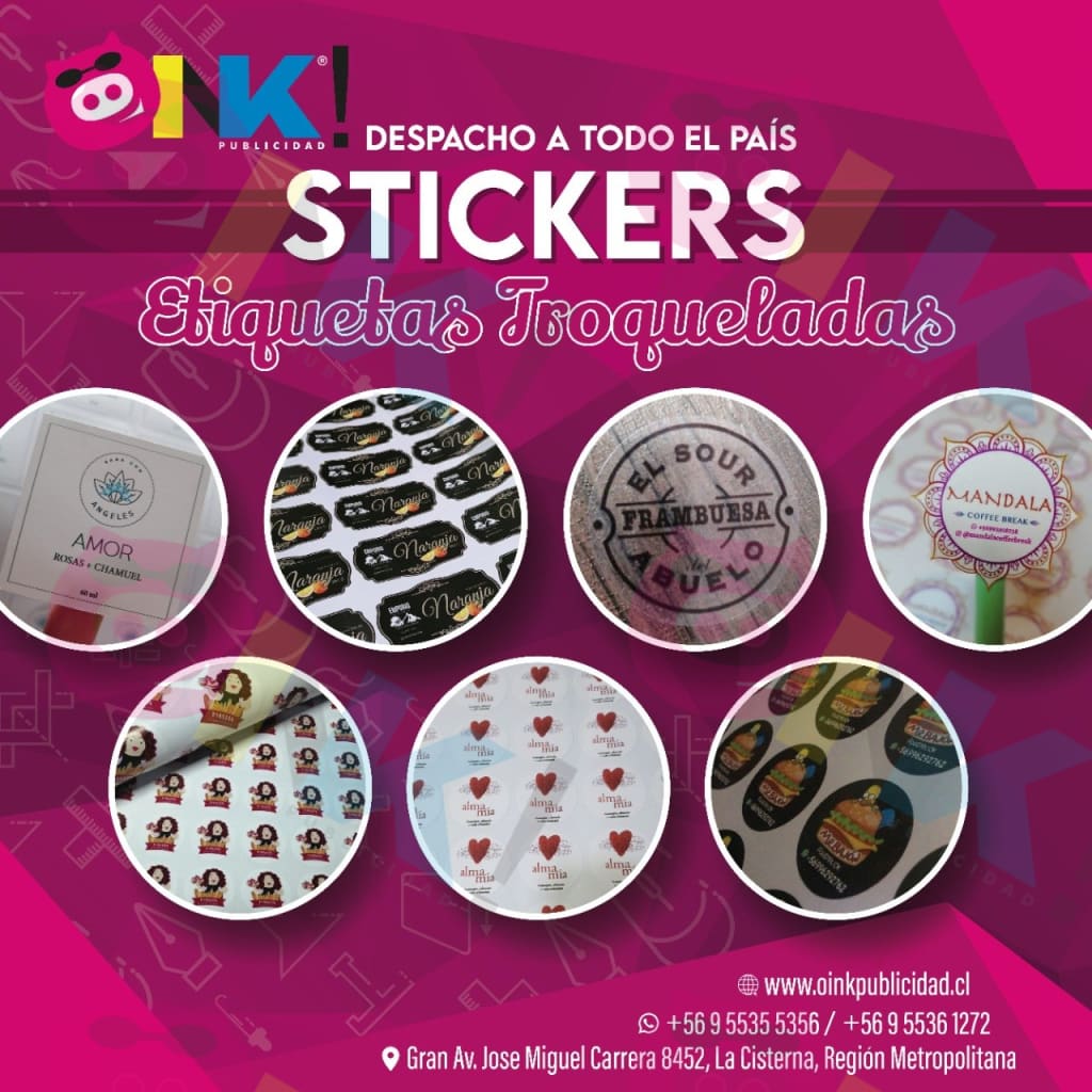 Stickers - Adhesivo troquelado 8x8cm Cantidad 50 unidades $5000 - Oink Publicidad